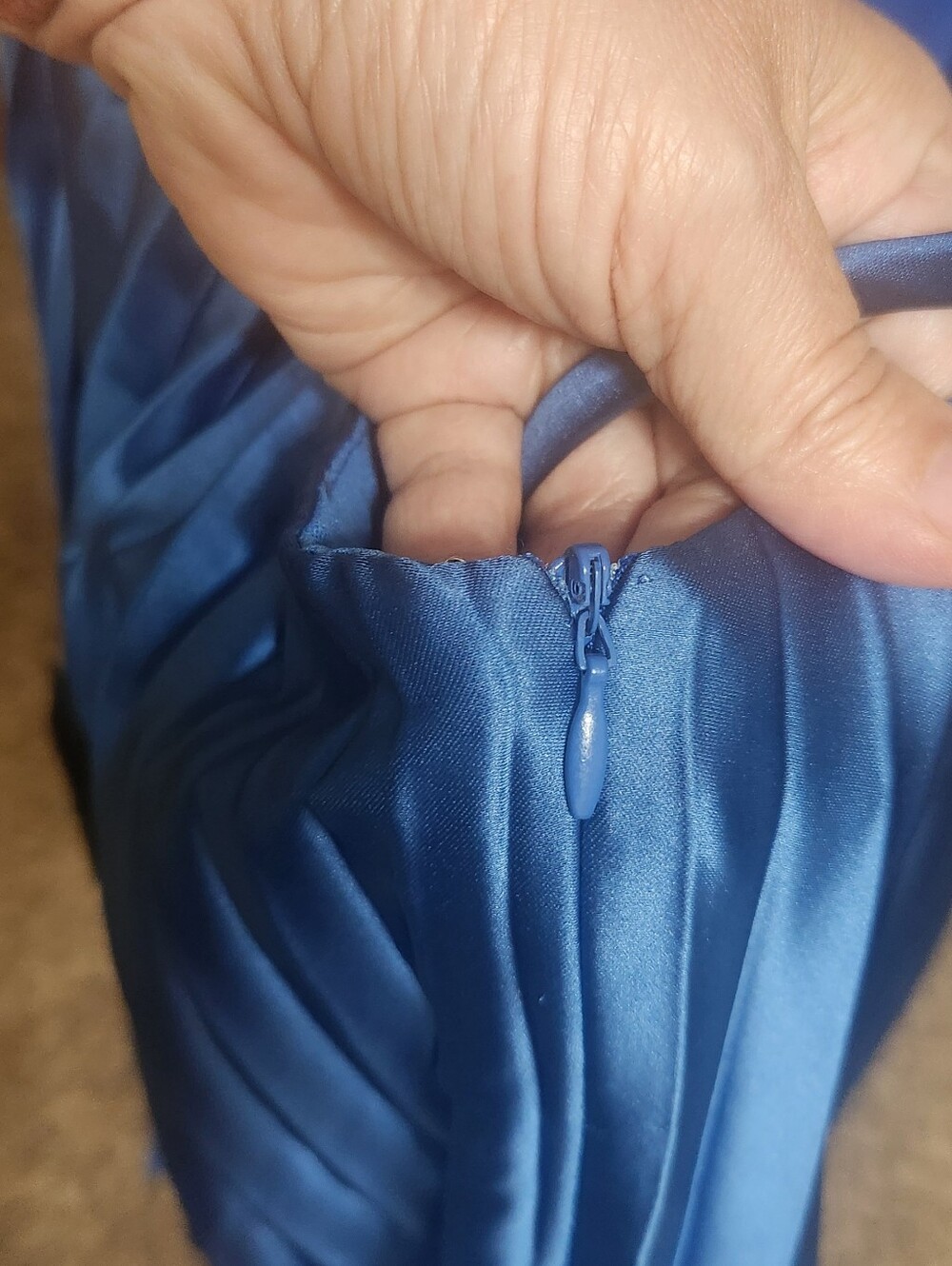 Lulus Aerin Pleated Metallic U-Bar Open Back Dress Royal Blue XL - Picture 7 of 11